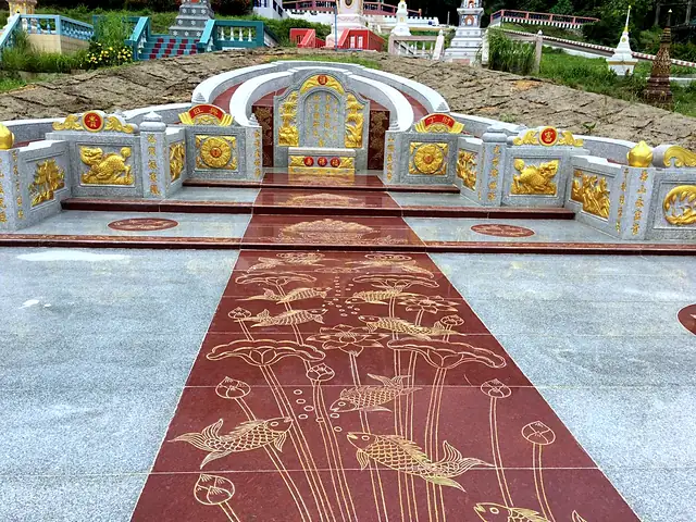 Lotus and fish path leading to a Chinese tomb