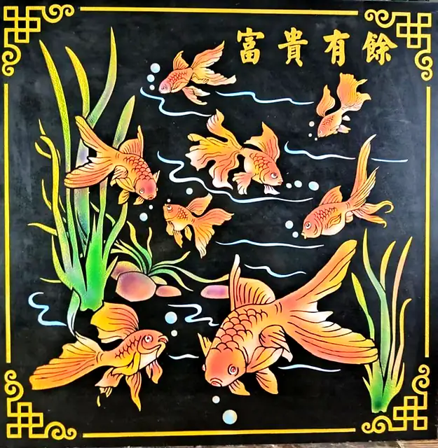 富贵有余金鱼彩绘石板